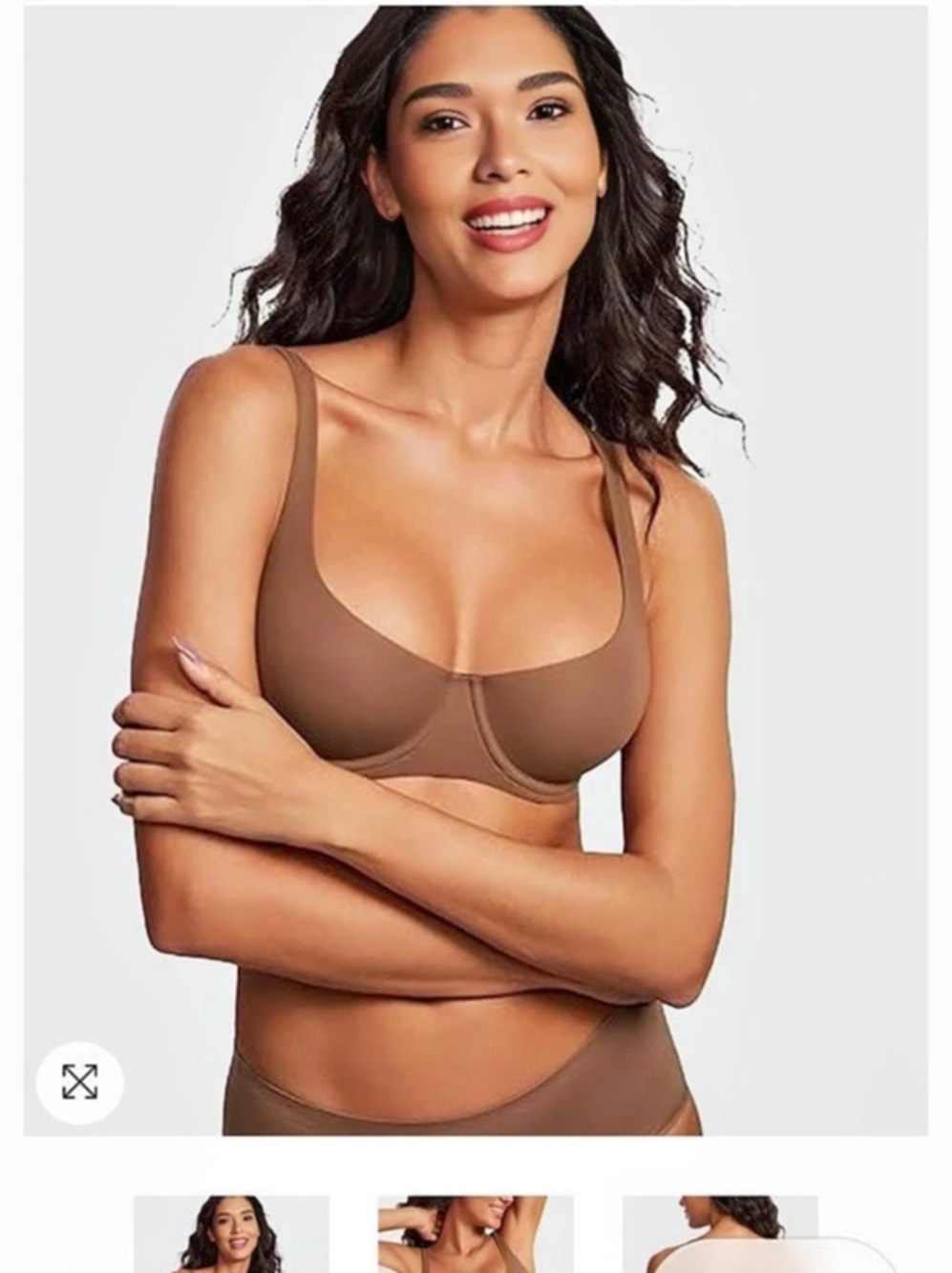 SHECURVE Seamless Unlined Underwire Balconette Bra Brown 36C NWOT